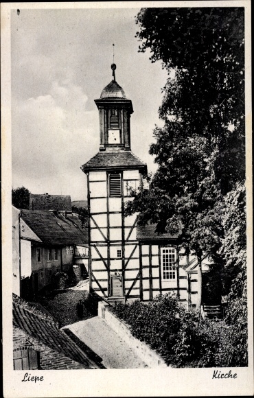 Postcard Liepe on the Oder district of Barnim, church