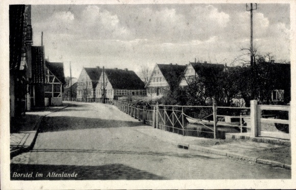 Postcard Borstel Jork in the Altes Land, town view of Borstel, old half-timbered houses, quiet surroundings