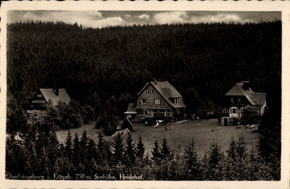 Ak Oberbärenburg Altenberg im Erzgebirge, Landschaftsaufnahme, 750 m Seehöhe, Heidehof, Erzgeb...