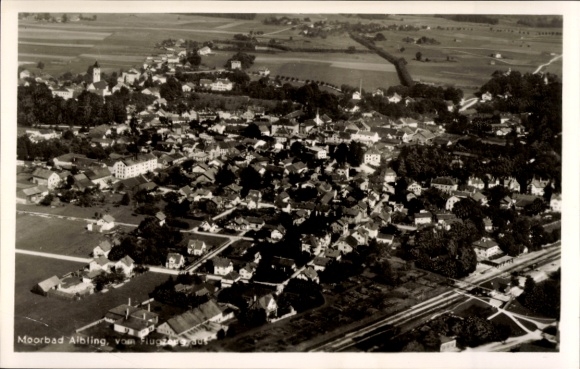 Postcard Bad Aibling in Upper Bavaria, aerial photograph