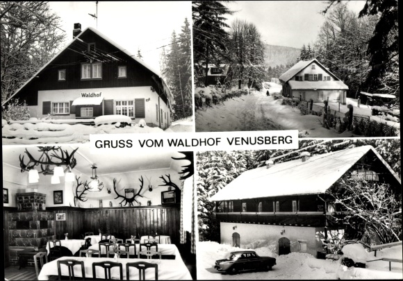 Postcard Venusberg Drebach in the Ore Mountains, Pension Waldhof, winter views