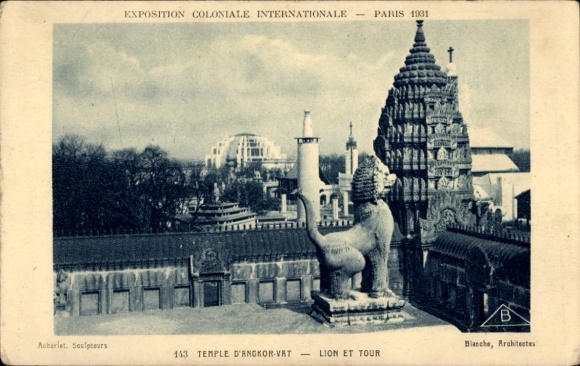 CPA Angkor Wat Cambodge, Temple, Lion et Tour