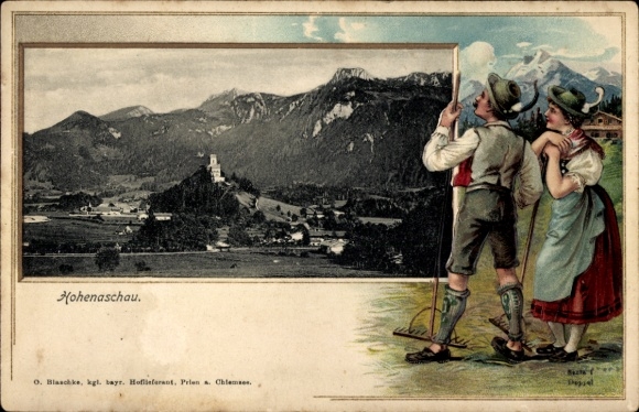 Embossed Postcard Hohenaschau Aschau im Chiemgau Upper Bavaria, general view