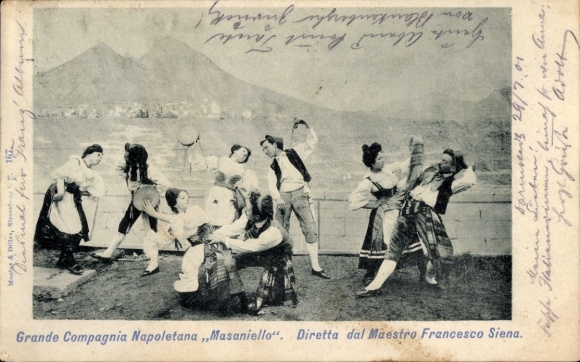Ak Napoletanische Trachten-Companie Masaniello, Maestro Francesco Siena