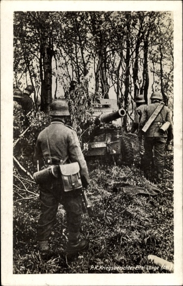 Postcard Deutsche Wehrmacht, well camouflaged gun position