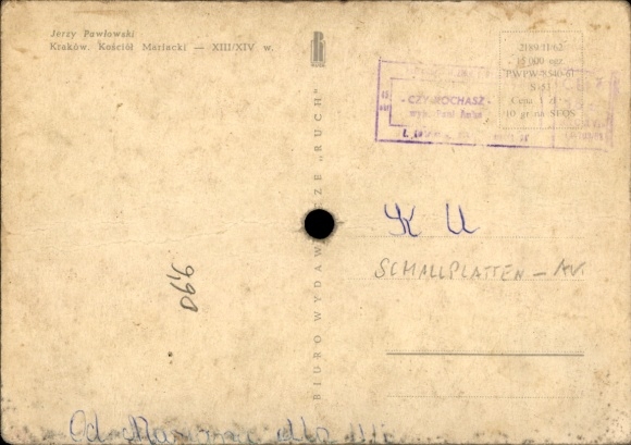 Record artists Postcard Pawlowski, Jerzy, Kraków Krakow Poland, Kościół Mariacki