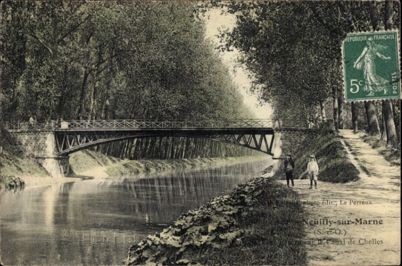 Postcard Neuilly sur Marne Seine Saint Denis, Bridge, Chelles