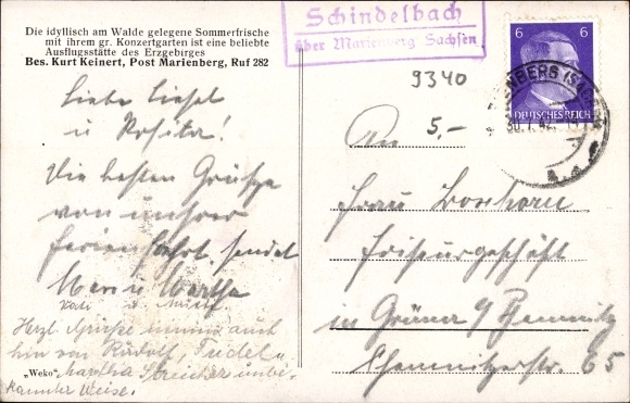 Postcard Schindelbach Großrückerswalde in the Ore Mountains, Schindelbachmühle