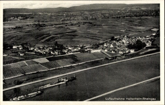 Ak Hattenheim Eltville am Rhein Hessen, Fliegeraufnahme