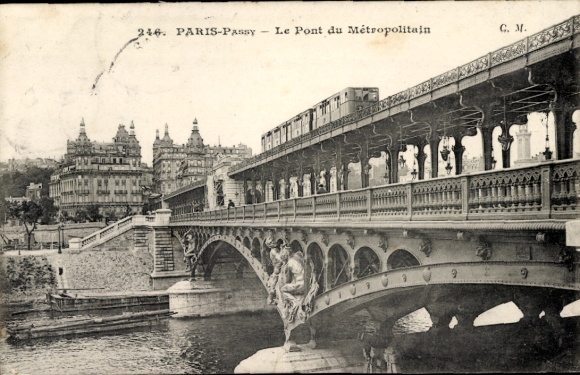 Ak Parijs XVI. Passy, de Metropolitan-brug
