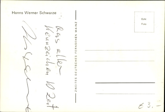 KP dziennikarza Hannsa Wernera Schwarze, portret, autograf