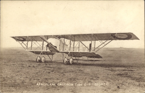 Postcard French military aircraft Caudron G3 Sport