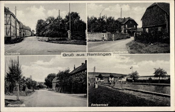 PC Remlingen in Lower Saxony, village section, main street, bathing establishment