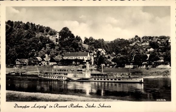 Ak Rathen an der Elbe Sächsische Schweiz, DSU Dampfer Leipzig