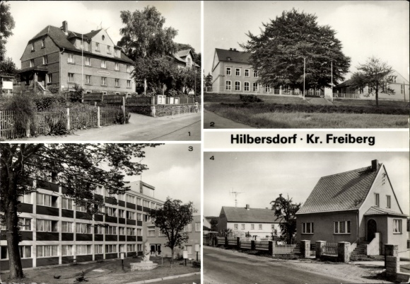 Ak Hilbersdorf Sachsen, Rat der Gemeinde, Polytechnische Oberschule, Kreispflegeheim, Teilansicht