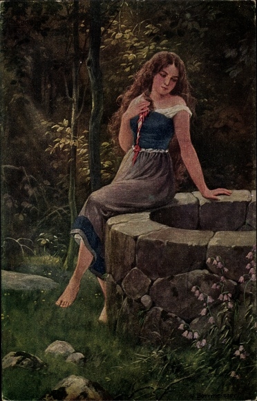 Artist PC Borrmeister, R., woman at the fountain