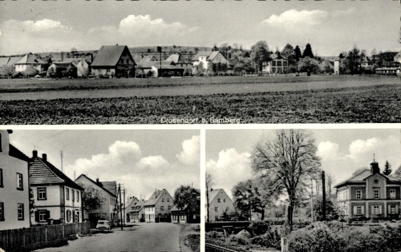 Postcard Drosendorf Hollfeld Upper Franconia, panorama, street section, local section