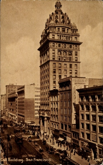 Postkaart San Francisco, Californië, VS, Call Building, Sorensen C, Horlogemakers