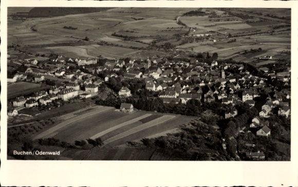 Ak Buchen in het Odenwald Baden, luchtfoto
