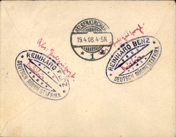 Letter DSWA Kuibis 25.03.1908 to Gelsenkirchen