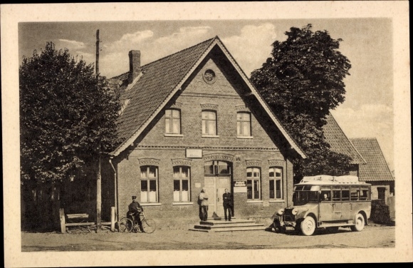 Postcard Glissen Raddestorf Lower Saxony, inn, bus
