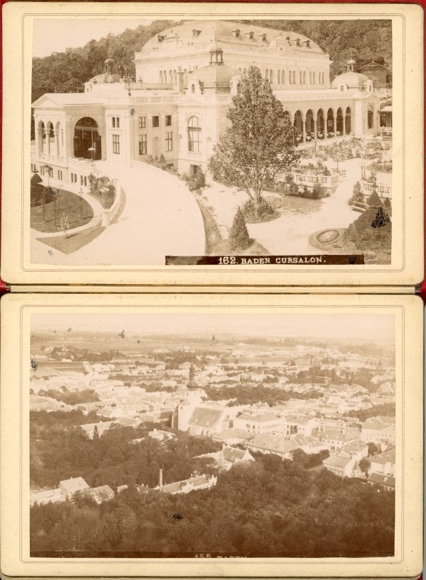 12 kabinetfoto's van Baden in Neder-Oostenrijk op de omslag rond 1890