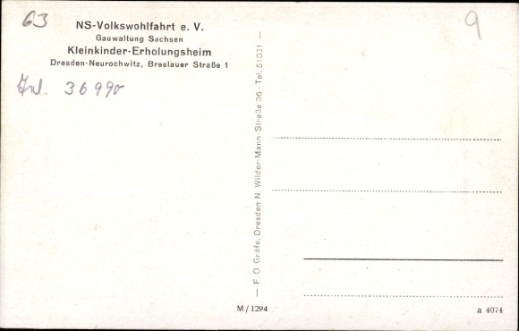 Postcard Dresden Rochwitz, NS Volkswohlfahrt e. V. Children's recreation home