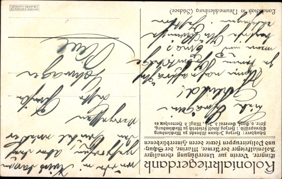 Kunstenaarsbriefkaart Baumgarten, Fritz, Neumecklenburg Nieuw Ierland Papoea-Nieuw-Guinea, dank aan de koloniale oorlog