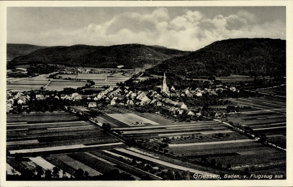 Postcard Grießen im Klettgau Baden, aerial photograph