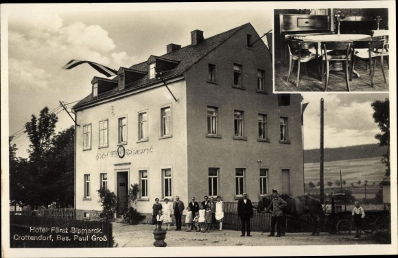 Postcard Crottendorf in the Erzgebirge of Saxony, Hotel prince Bismarck, owner Paul Groß