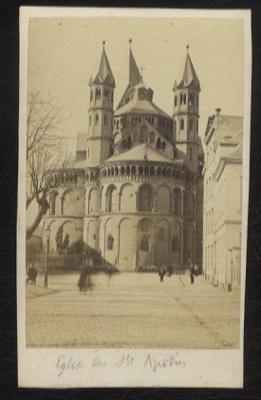 CdV Photography Illustration of the Romanesque church of St. Aposteln in the city centre of Cologne