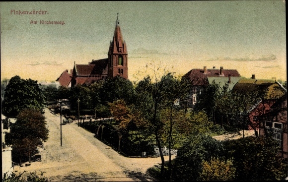 Ansichtkaart Hamburg Mitte Finkenwerder Finkenwaerder, Kirchenweg