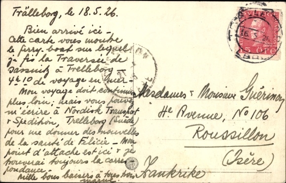 Postcard Trelleborg Sweden, Fyrtornet, Lighthouse, Ferry