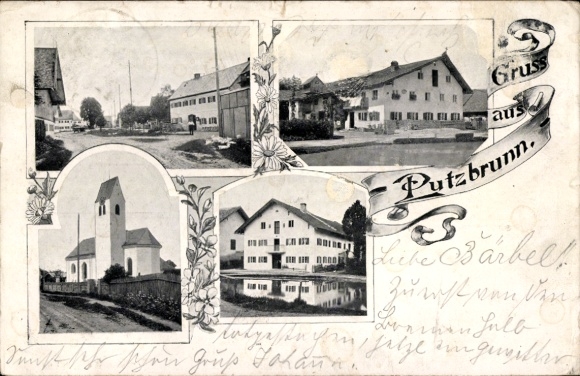 Ak Putzbrunn in Oberbayern, Kirche, Teilansichten