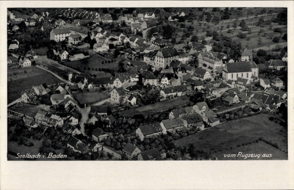 Postcard Seelbach in Baden, aerial photograph