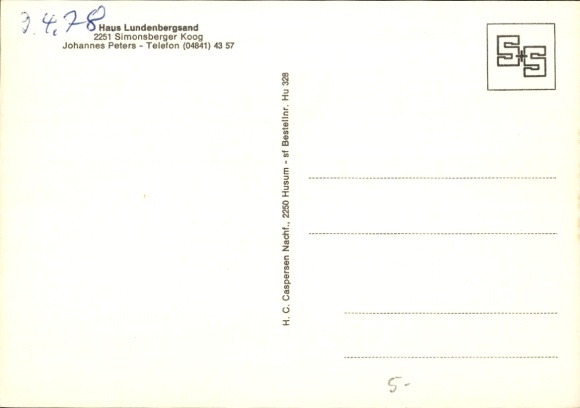 Postcard Simonsberger Koog Simonsberg in North Friesland, Haus Lundenbergsand, owner Johannes Peters