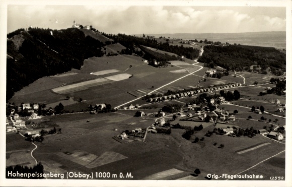 Postcard Hohenpeißenberg Peißenberg Upper Bavaria, aerial photograph