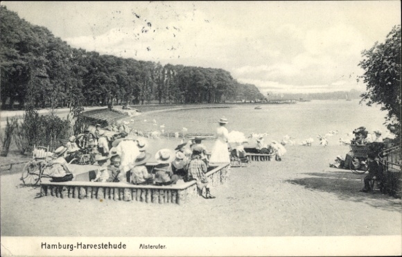 Postcard Hamburg Eimsbüttel Harvestehude, Alsterufer
