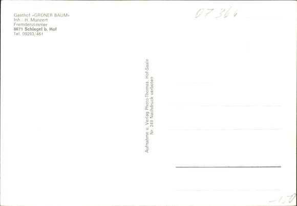 Postcard Schlegel Köditz in Upper Franconia, Gasthof Grüner Baum, owner H. Munzert