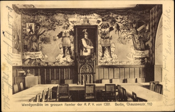 Ak Berlin, Wandgemälde im großen Remter der APV von 1381, Chausseestraße 110