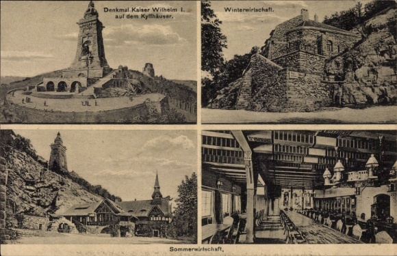 Ak Steinthaleben Kyffhäuserland in Thüringen, Kyffhäuser, Kaiser Wilhelm Denkmal, Winterwirtschaft