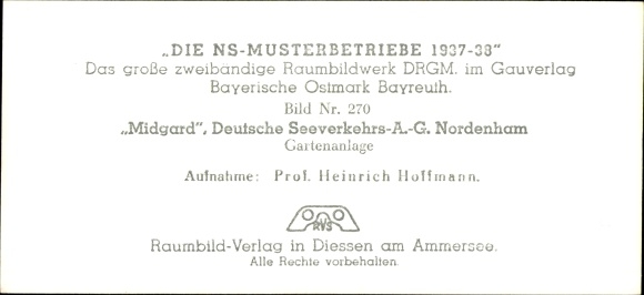 Stereo spatial image photo &quot;The NS model companies 1937-38&quot;, No. 270, Midgard Dt. Seeverkehrs AG, Nordenham