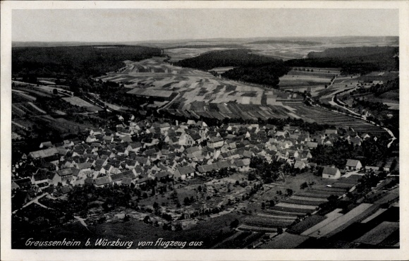 Postcard Greußenheim in Lower Franconia, aerial photograph