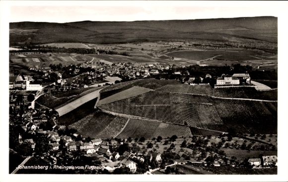 Postcard Johannisberg Geisenheim am Rhein Hesse, aerial photograph