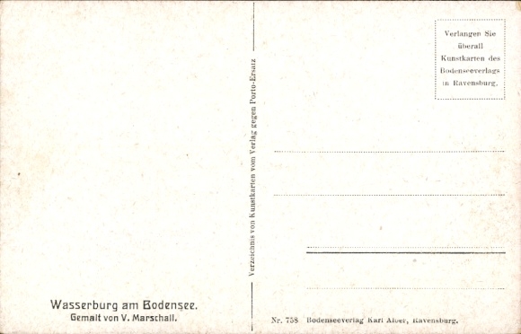 Artist Postcard Marschall, V., Wasserburg am Bodensee, view of the city
