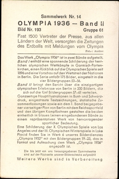 Collection picture Olympia 1936, journalists in the stadium