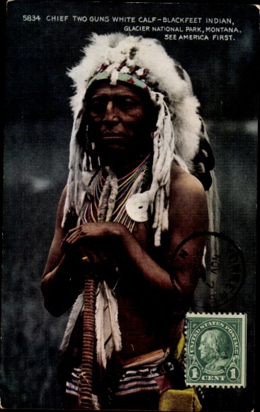 Ak Chief Two Guns White Calf, Blackfeet Indian, Montana USA, Glacier Nat. Park