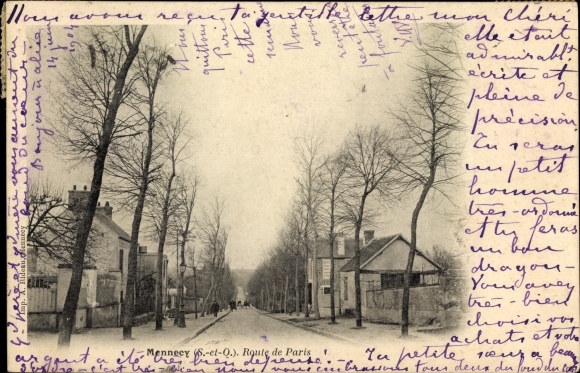 Briefkaart Mennecy Essonne, Route de Paris