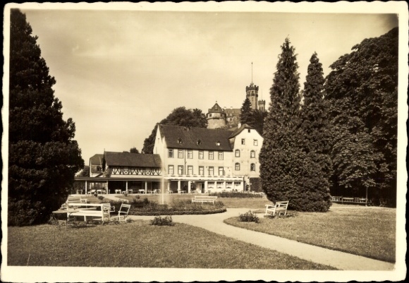 Postcard Balduinstein an der Lahn, Schaumburg Castle, Hotel Waldecker Hof