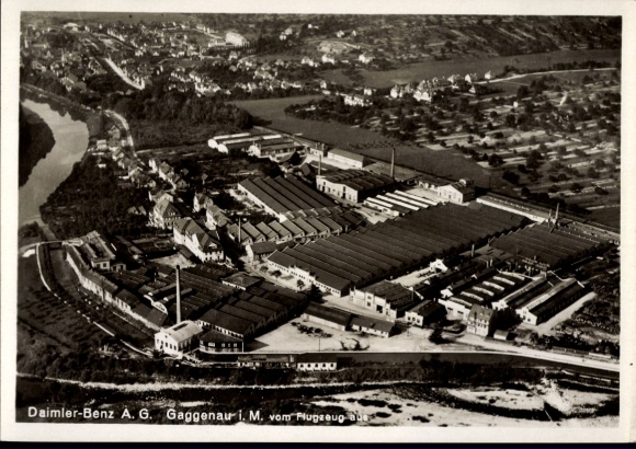 Postcard Gaggenau in the Murgtal Black Forest, Daimler-Benz AG, aerial photograph, factory building, aircraft photograph